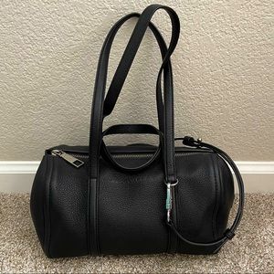 Marc Jacobs black leather duffle-style satchel crossbody purse